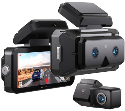 3 Kanal WiFi Dash Cam vorne und hinten,4“ IPS Touchscreen Dashcam für Autos,2K*3 Front Dashcam mit GPS, ADAS&BSD,WDR Nachtsicht,Sprachsteuerung,A