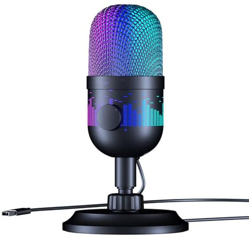 Gaming USB Microphone with Vivid LED Lighting Design for Streaming PC Console Microphone with 70.87 Cord