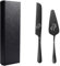Gaosh Set de Pelle a Tarte Personnalisé avec Gravure du Nom Coupe Gateau en Acier Inoxydable pour Couple Cadeaux pour Mariage Fiançailles Anniversaire (Noir)