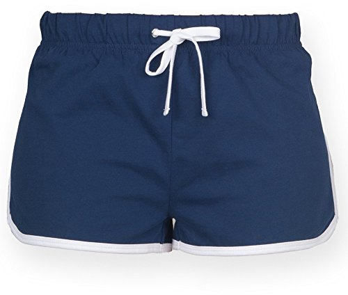 Skinni Fit Womens/Ladies Retro Training/Fitness Sports Shorts (XS) (Navy/White)