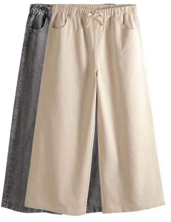 THE SET Damen t Leichte Schlupfjeans mit weitem Bein, 2er-Pack Ecru/Washed Grey Numeric_40