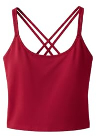 Enorsia Womens Cross Back Crop Cami Lightweight Breathable Soft Scoop Neck Tank Top, Delicate Strappy Back, Casual Summer Top (UK, Numeric, 10, Regular, Regular, Red)
