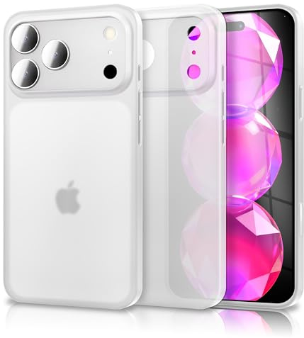 NALIA Ultra Slim Hardcase für iPhone 17 Pro Max - Matt-Transparent & 0.3mm Dünn - Phantom (Hauchdünnes Cover & Kamera-Vollschutz) - Marke aus Berlin, Farbe:Weiß Transparent