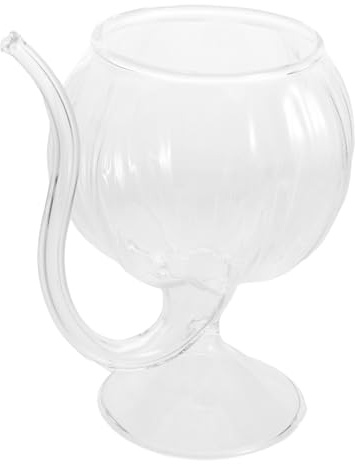 Hoement Halloween Pumpkin Vampire Wine Sippy Cup with Built-in Straw Sturdy Glass Decanter for Wine and Cocktails Multipurpose Creative Barware for Juice and Party Decor