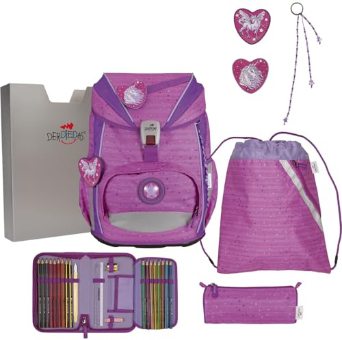 DerDieDas Schulranzen ErgoFlex Light Set 6-teilig Purple Unicorn pink