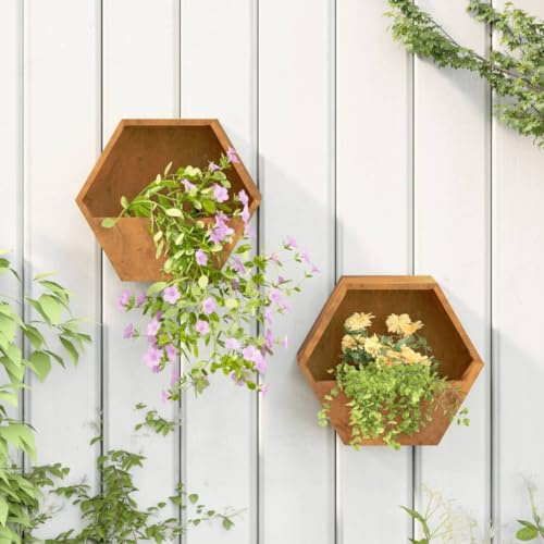INLIFE Jardinières murales 2 pcs Rouillé Acier corten 30x10x25 cm