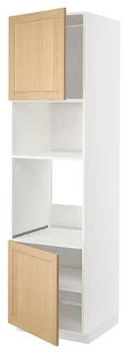 ProTuning METOD Hi cb f Backofen/Micro W 2 Drs/Regale, Weiß/Forsbacka Eiche, 60x60x220cm