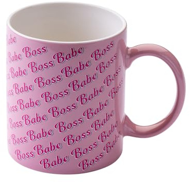 Paris Hilton Boss Babe Tasse – Elegante Steingut-Tasse mit ikonischem Aufdruck in Dunkelrosa, 350 ml, Designed in Germany, Reinigung per Hand