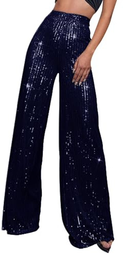 Pantalón Mujer Pantalon Palazzo Fresco Jogger Moda Cómodos Pantalones Bombachos Lentejuelas Pants Frescos Elegante Sweatpants Casual Largo Urbano Elastica