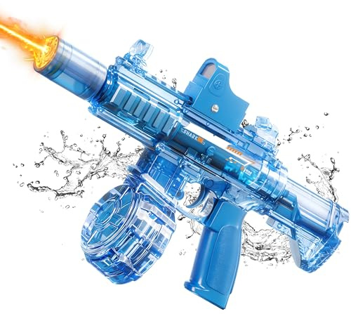 Elektrische Wasserpistole für Erwachsene & Kinder, automatisch mit LED & Klickgeräusch, große Kapazität, Selbstansaugung, lecksicher, halbtransparent, ultralanger Standby – für Pool, Strand & Party