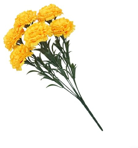Alanmoship Künstliche Nelken mit 7 Blütenköpfen, realistische Kunststoff-Pflanzen für Zuhause, Hochzeit, Party, Dekoration, lebendige Farben, Kunstblumen-Arrangement, 42 cm (gelb)