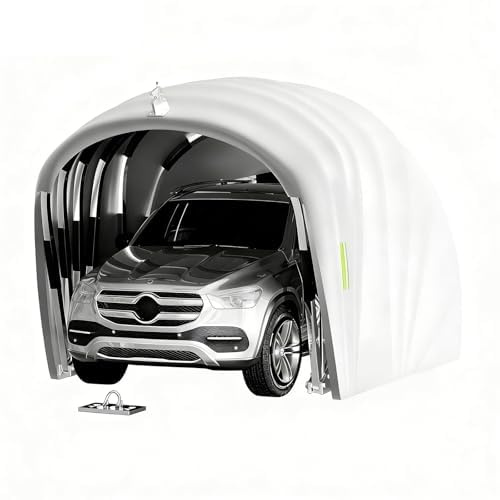 Abri de Voiture Pliable d'extérieur, Garage Portable Mobile, Grey | Garage Portable Mobile, Abri d'auto à L'épreuve des Conditions Météorologiques pour Parking,Cour,Camion,Bateau,Tracteur
