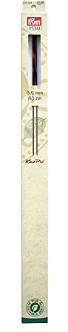 Prym 40 cm x 3.50 mm Single Pointed Knitting Pins with Knob, Natural