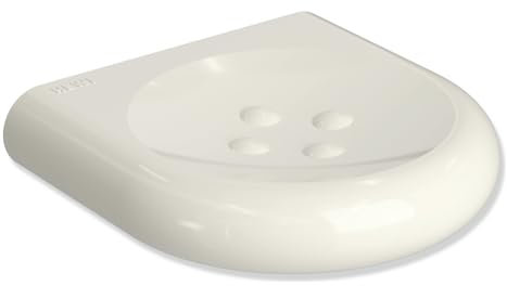 HEWI Seifenablage Serie 477, Großer Seifenhalter in weiß, Seifenschale mit Noppen, 120 mm - 477.02.200 99