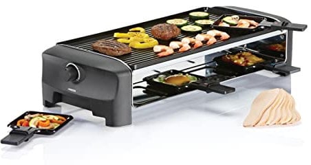 Princess Raclette und Teppanyaki Grill, für 8 Personen, 1200 Watt, 162840, Schwarz
