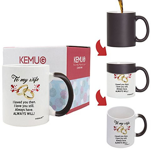 KeMug - Heat Colour Changing Mug Black - to My Wife I Loved You Then, I Love You Still, Always Have, Always Will Color Changing Coffee Cups/Best Wife Anniversary Present or Birthday Gift, 11 oz.