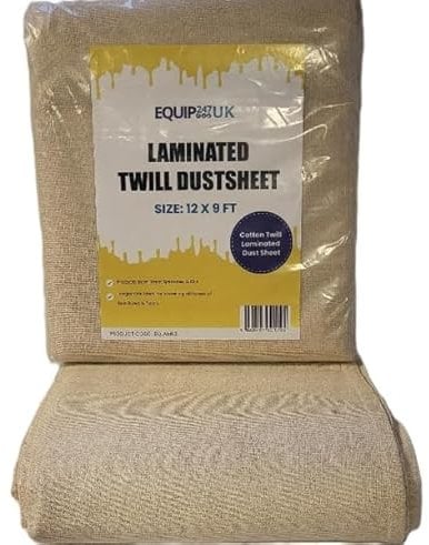 Cotton Dust Sheets for Painting & Decorating | Paint Sheets | Drop Cloth | Painting & Paint Cover Sheets | Dust Sheets for Furniture | Reusable | (Laminated Cotton, 12ft x 9ft - 3.5m x 2.6m)