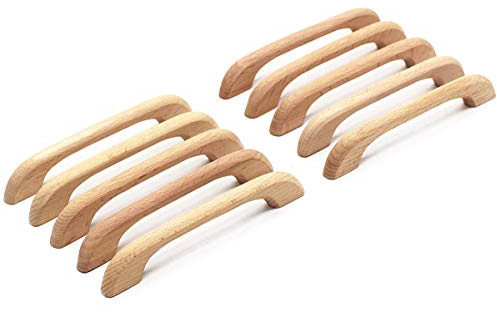 WEICHUAN 10PCS Unfinished Wood Drawer Knobs Pulls Handles - Kitchen Cabinets Furniture Dresser Wardrobe Cupboard Drawer Knobs Pulls Handles(5 Hole Centers)