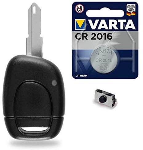 Boitier de Télécommande à Distance Clé 1 Bouton Plip Compatible pour Renault Clio Kangoo Twingo ➜ Pile CR2016 VARTA - Kit iRace Keys®
