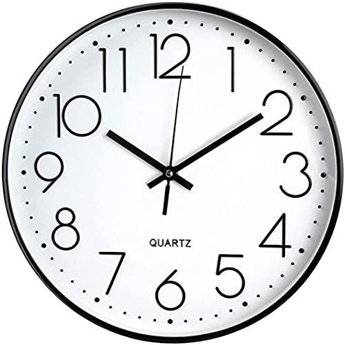 Tebery 12 Zoll 30cm Wanduhr, Wall Clock ohne Ticken, Modern Quartz Lautlos Wanduhren mit Arabisch Ziffer Dekor für Wohnzimmer, Zimmer, Büro