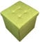 HomeHarmony® Quilted Top Folding Storage Ottoman Seat, Stool, Toy Storage Box Linen Look (Sage Green, Medium)