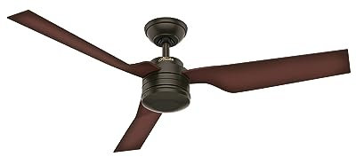 HUNTER FAN Deckenventilator Cabo Frio 132 cm für den Innen- und Außenbereich, mit Wandsteuerung, 3 austauschbaren Flügeln in Buche, optimal für Sommer und Winter, Modell 50635