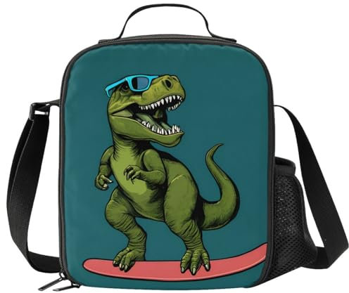 PrelerDIY Fiambrera de dinosaurio para surf, bolsa de comida aislada, bolsa de almuerzo, contenedor de alimentos para niños, niñas, escuela, viajes, picnic