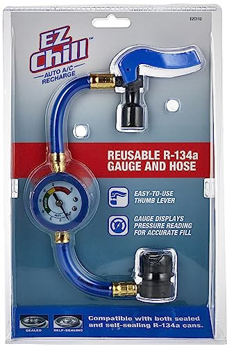 InterDynamics InterDyn - EZC110-4 Air Conditioner Hose and Gauge for R134A Refrigerant, Recharge Kit for Cars & Trucks & More, Reusable, No Color, No Size