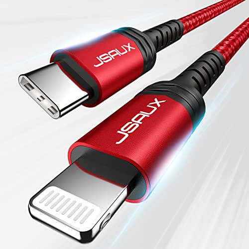 JSAUX iPhone Cavo USB C, [Certificato Apple MFi] Cavo di ricarica rapida da USB C a Lightning, cavo di ricarica iPhone tipo C per iPhone 13/13 Pro Max/12 Mini/11 Pro/XR/XS Max/X/8/8 Plus