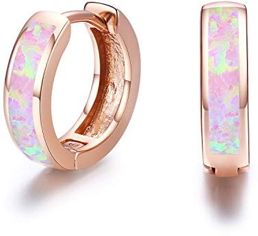 CUOKA MIRACLE Damen Creolen Ohrringe 925 Sterling Silber Opal Kleine Creolen Kreis Ohrringe Opal Schmuck Geschenke für Mama Frauen Kinder