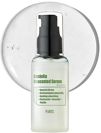 PURITO Centella inodore SIERO 60ml2 fl.oz, siero per il viso, Centella Asiatica,Siero viso per il recupero,Siero calmante e lenitivo