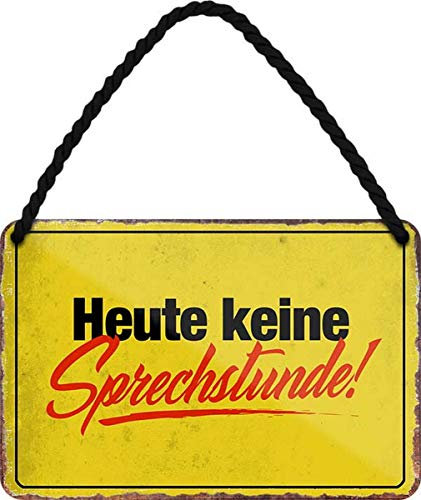 WOGEKA ART Retro Blechschild - Heute Keine Sprechstunde - witziger Spruch als Geschenk-Idee zum Geburtstag Weihnachten zur Dekoration 18x12 cm Vintage-Design Hänge-Schild aus Metall HS98