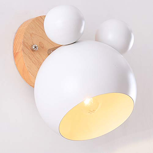 Kugel-Wandleuchte E27 Holzsockel Matt Lampe für Kinderzimmer Schlafzimmer | Einfache Wandmontage | Sanfte Umgebungsbeleuchtung | Robuster Metallschirm | Vielseitiger Einsatz | Edle Mattoptik