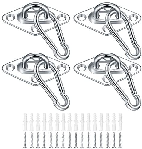 YiPHomn 4 Stück Augplatten, Edelstahl Deckenhaken, Wandhaken Ösen Halterung, Ösenplatte Mastplatte, Decksplatte Befestigungshaken mit Schrauben und Gummistopfen, für Hängesessel Sonnensegel