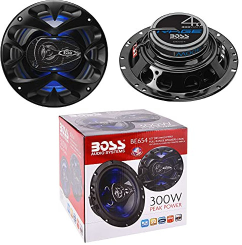 Speaker 2 Haut-parleurs Compatible avec Boss Audio Systems BE654 BE 654 4 Voies coaxial 6,5' 16,5 cm 150 Watt rms 300 Watt Max 4 ohm Suspension Gomme, Paire