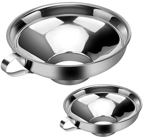 Marmeladentrichter 2 Pack Edelstahl Trichter Einfülltrichter, mit Griff Groß Und Klein Küchentrichter Set Große Öffnung für Gewürzen, Flüssigkeiten, Pulver, Bohnen, Konfitüre