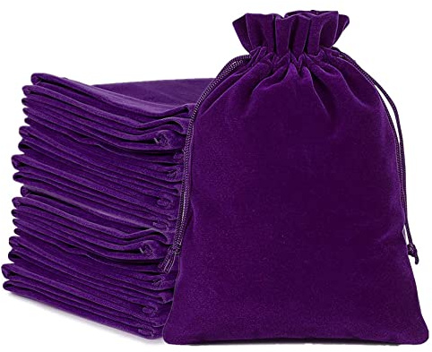 20pcs Bolsas de Joyería, Bolsas de Joyería de Terciopelo, Bolsa Reutilizable con Cordón, Terciopelo con Cordón Bolsa Almacenamiento de Regalo Boda para Embalaje de Regalos de Boda(9 x 12 cm, púrpura)