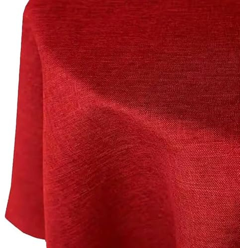 Tischdecke | Rot - Rund - 160cm | Gartentischdecke | Outdoor-Decke | Lotus-Effekt | Leinen-Optik | Schmutzabweisend