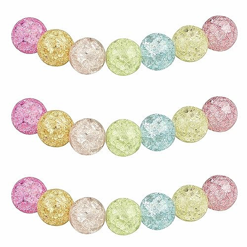 MJDCB 4mm 85 piezas Cuentas de Cristal Agrietado Multicolore Redondas Sueltas Abalorio para Hacer Joyas Pulseras Collares