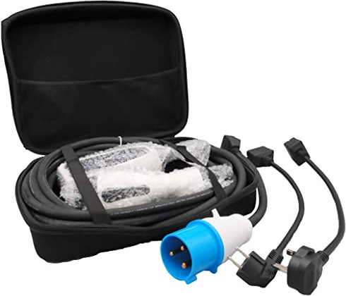 Entratek Mobile Lader bis 3,7/7 kW Auto Ladegerät Typ 2 Ladekabel Typ 2 - mit CEE Adapter, Typ G & Schuko Adapter - Typ 2 Stecker - batterieladegerät Wallbox Mobile Ladestation elektroauto