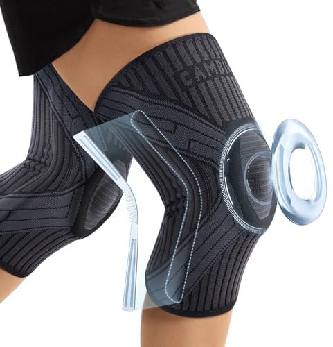 CAMBIVO 2 Pack Knee Support Men 2.0 Pro, Knee Brace Women Compression Sleeve with Side Stabilizers Patella Gel Pad for Weight Lifting, Squats, Sports