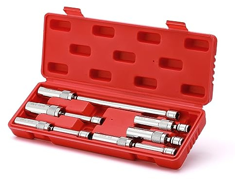 EMENTOL 6PCS 3/8 Drive Magnetic Swivel Spark Plug Socket Set, 12 Point, CR-V, Extension Sockets, Includes 9/16-inch, 5/8-inch, 13/16-inch, 14mm Sockets