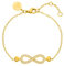 Purelei® Eternal Love Armband, Damen Armband aus langlebigem Edelstahl, wasserfestes Armband Damen mit Infinity- und Herzanhänger, 16-19 cm Länge verstellbar (Gold, Edelstahl)