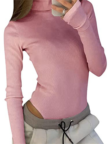 EGSDMNVSQ Body Donna Lupetto Sexy Bodysuit Manica Lunga Snellente Intimo Modellante Tinta Unita