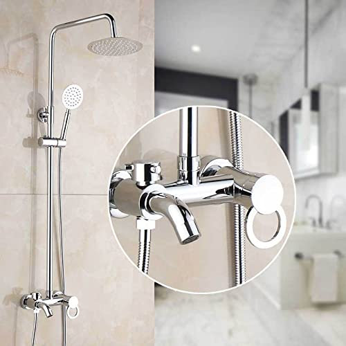 Bad-Dusche-Mischbatterie 8-Zoll-Brausegarnitur Regendusche Aus Messing In Der Wand Regendusche Mit Handbrause-Messing-Auslauf,Chrom