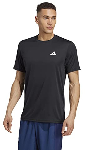 adidas Men's Train Essentials Training Tee, Black/White, S Tall