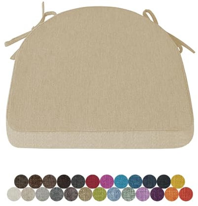 Lsjoaw 1 Stück Stuhlkissen Sitzkissen Stuhl 40X38X38X5 Sitzpolster mit Bindeband Rutschfestes Zierkissen Gartenkissen Halbrund Auflage für Stühle Indoor/Outdoor Sitzauflage,Khaki