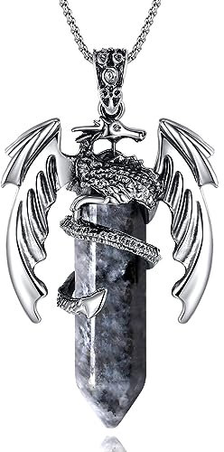 XIANNVXI Dragon Necklace for Men Snowflake Obsidian Necklaces Healing Gemstone Pendant Mens Necklaces Reiki Spiritual Jewellery Necklace Gifts