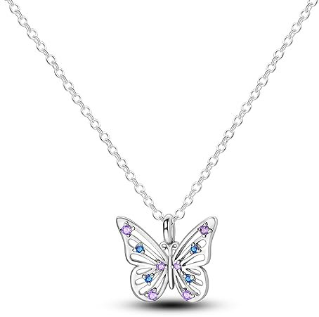 NARMO Schmetterling Halskette 925 Sterling Silber Schmetterling Anhänger Halskette für Frauen Mädchen zierliche Halsketten Geburtstag Schmuck Geschenke