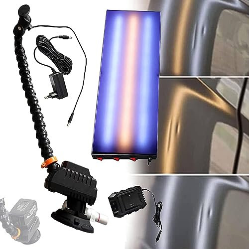DOZPAL Auto-Dellenentfernungswerkzeug mit LED-Licht, 6 Farben, verstellbares Dellenerkennungszubehör, 60 cm/23,6 Zoll erweitertes Line Board – 6000 mAh Akku
